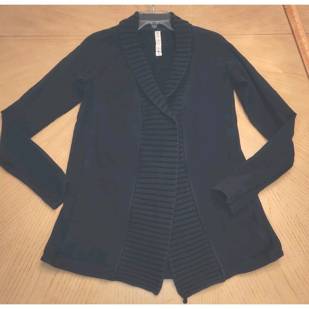 Lululemon Inkwell Navy Heathered Bliss Break‎ Snap Cardigan Cardi Sweater Size 6